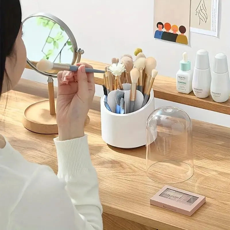 360° Rotating Makeup Brush Organizer | Cosmetic & Beauty Storage Holder