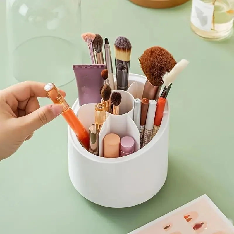 360° Rotating Makeup Brush Organizer | Cosmetic & Beauty Storage Holder