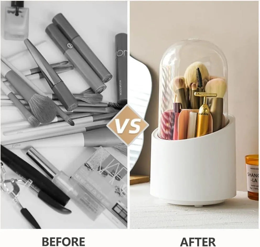 360° Rotating Makeup Brush Organizer | Cosmetic & Beauty Storage Holder