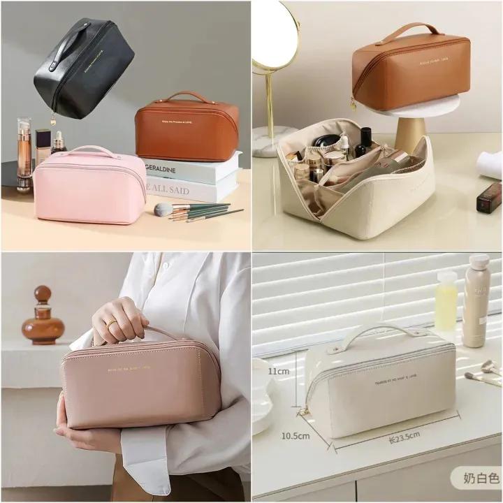 Waterproof Makeup Pouch for Women | Leather Cosmetic & Travel Organizer Bag