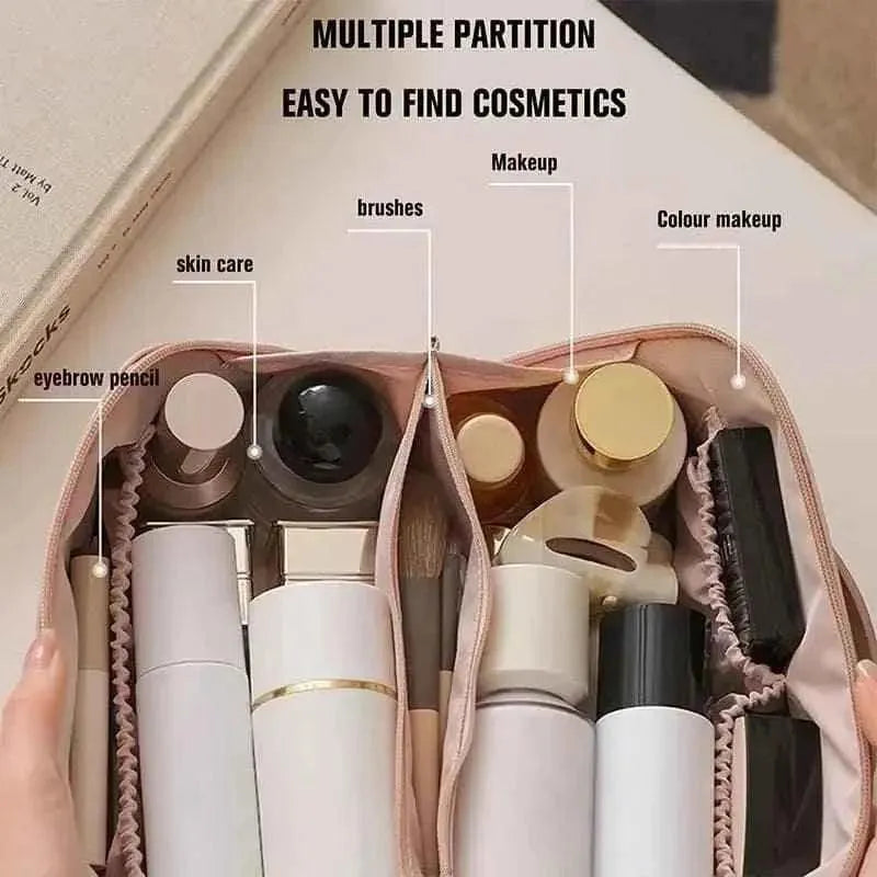 Waterproof Makeup Pouch for Women | Leather Cosmetic & Travel Organizer Bag
